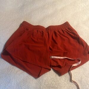 Lululemon Athletica Red Athletic Shorts Lightweight Elastic Waist rust color